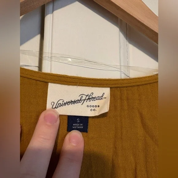 Universal Thread Mustard Long Sleeve Cotton Gauze Maxi Dress - Picture 3 of 5